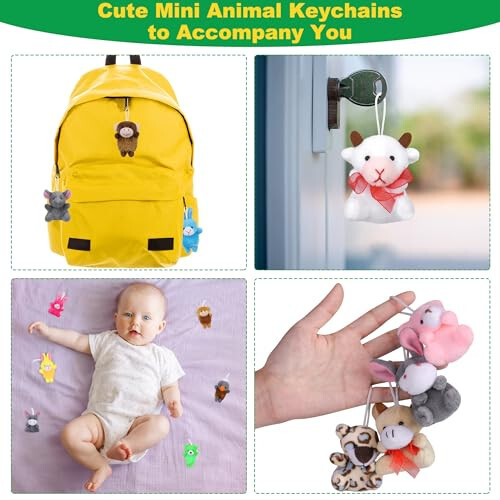 Fovths 64 Pieces Mini Plush Animals Toys Set Cute Small Stuffed Animal Keychain Jungle Animal Decor Goodie Bag Basket Fillers for Birthday Christmas Party - 6