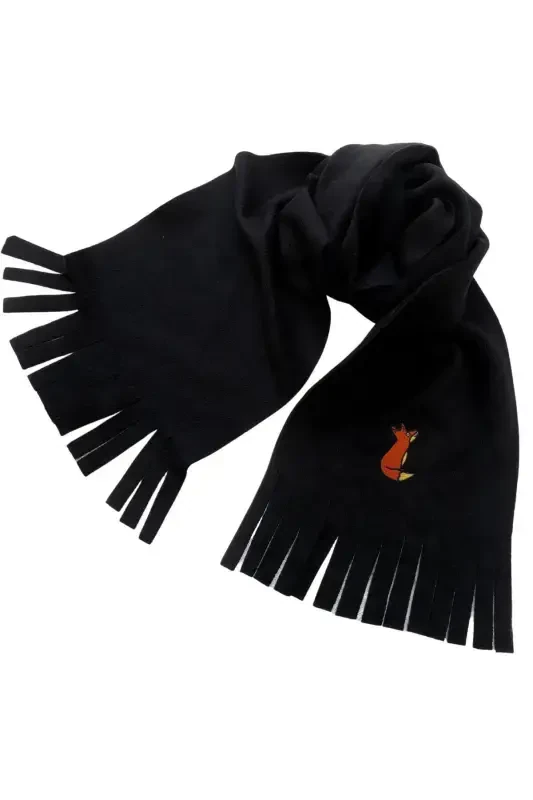 Fox Embroidered Scarf-BLACK - 1