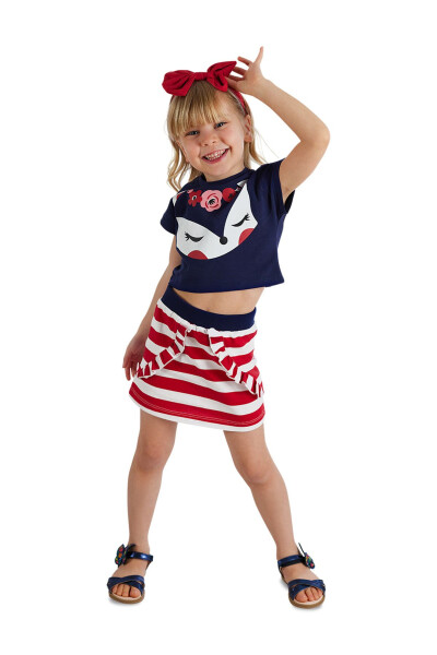 Fox Ruffled Girls Crop Top Skirt Set - 16