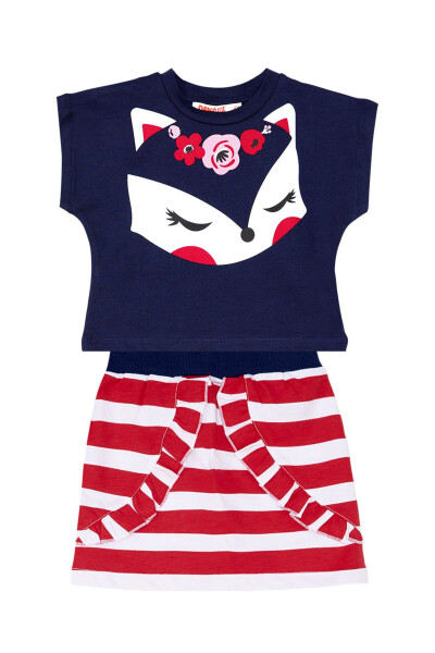 Fox Ruffled Girls Crop Top Skirt Set - 3