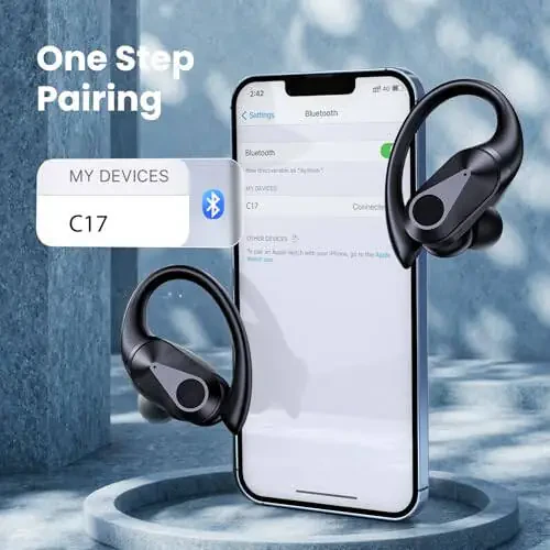 FOYCOY Wireless Earbuds Bluetooth Headphones 90Hrs Playtime Ear Buds IPX7 Waterproof Sports Earphones Wireless Charging Case Over-Ear Earhooks Headest - 6