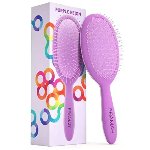 Framar Detangling Brush for Curly Hair – Hair Brushes for Women, Wet Hairbrush For Women, Hairbrushes, Purple Hair Brush Detangler, Reduces Breakage, Frizz and Static – Purple 