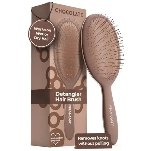 FRAMAR Chocolate Hair Brush Detangler – Wet Hair Brushes For Women, Womens Hair Brush, Hair Accessories, Hairbrush For Women, Cepillos Para Cabello, Reduces Breakage – Detangle Brush 