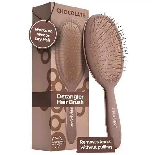 FRAMAR Chocolate Hair Brush Detangler – Wet Hair Brushes For Women, Womens Hair Brush, Hair Accessories, Hairbrush For Women, Cepillos Para Cabello, Reduces Breakage – Detangle Brush - FRAMAR