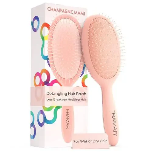 Framar Detangling Brush for Curly Hair – Hair Brushes for Women, Wet Detangler Hair Brush, Wet Hairbrush For Women, Hairbrushes, Hair Brush Detangler – Reduces Hair Breakage Champagne - 1