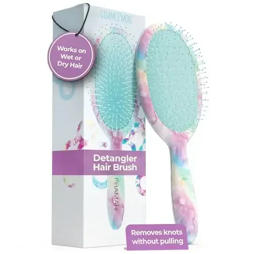 FRAMAR Purple Hair Brush Detangler, Detangling Hairbrush For Women, Wet Hair Brush For Girls, Hair Detangler Brush, Wet Hairbrush, Hairbrushes, Girls Hairbrush Detangler, Reduces Frizz – Tie Dye - FRAMAR