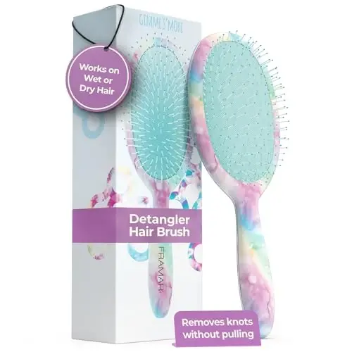 FRAMAR Purple Hair Brush Detangler, Detangling Hairbrush For Women, Wet Hair Brush For Girls, Hair Detangler Brush, Wet Hairbrush, Hairbrushes, Girls Hairbrush Detangler, Reduces Frizz – Tie Dye - 1