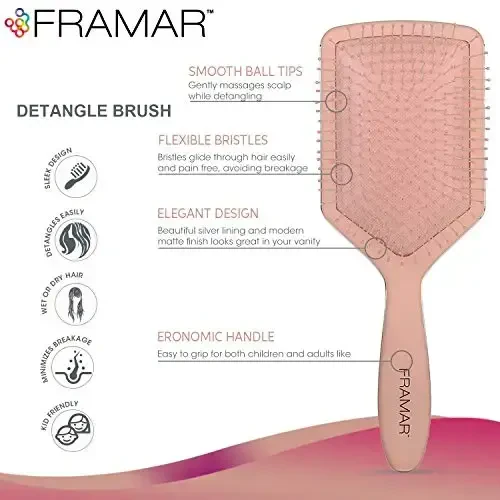 FRAMAR Paddle Brush Qalin Sochlar Uchun, Paddle Soch Cho'tkasi, Yechish Cho'tkasi, Ho'l Paddle Cho'tkasi, Ayollar uchun Soch Cho'tkasi, Erkaklar uchun Soch Cho'tkasi, Ho'l Yechuvchi Soch Cho'tkasi - 2