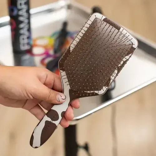 FRAMAR Paddle Hair Brush Detangler, Detangling Hairbrush For Women, Wet Hair Brush For Girls, Hair Detangler Brush, Wet Hairbrush, Hairbrushes, Girls Hairbrush Detangler, Reduces Frizz – Cow Print - 3