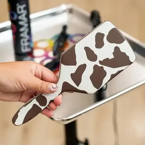 FRAMAR Paddle Hair Brush Detangler, Detangling Hairbrush For Women, Wet Hair Brush For Girls, Hair Detangler Brush, Wet Hairbrush, Hairbrushes, Girls Hairbrush Detangler, Reduces Frizz – Cow Print - 4