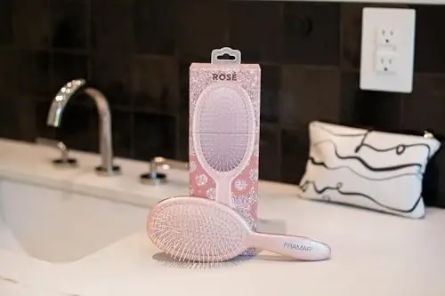 FRAMAR Glitter Hair Brush Detangler, Detangling Hairbrush For Women, Wet Hair Brush For Girls, Hair Detangler Brush, Wet Hairbrush, Hairbrushes, Girls Hairbrush Detangler, Reduces Frizz – Rosé - 6
