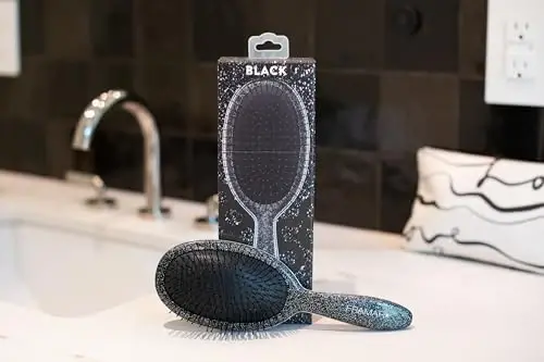 FRAMAR Glitter Hair Brush Detangler, Detangling Hairbrush For Women, Wet Hair Brush For Girls, Hair Detangler Brush, Wet Hairbrush, Hairbrushes, Girls Hairbrush Detangler, Reduces Frizz - Black - 5