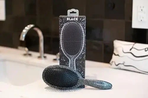 FRAMAR Glitter Hair Brush Detangler, Detangling Hairbrush For Women, Wet Hair Brush For Girls, Hair Detangler Brush, Wet Hairbrush, Hairbrushes, Girls Hairbrush Detangler, Reduces Frizz - Black - 5