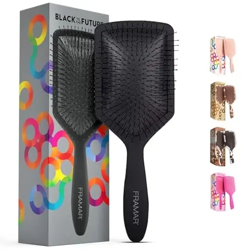 FRAMAR Black Paddle Hair Brush For Women – Wet Paddle Brush Detangler For Thick Hair Brushes For Women, Hairbrush – Reduces Breakage - 1
