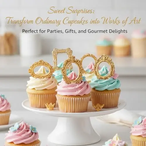 Frame Silicone Mold, 4 Pcs Picture Frame Molds for Chocolate Vintage Baroque Photo Frame Molds for Cake Decorating Cupcake Topper Candy Polymer Clay - 5