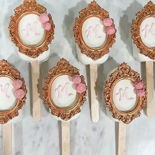 Frame Silicone Mold, 4 Pcs Picture Frame Molds for Chocolate Vintage Baroque Photo Frame Molds for Cake Decorating Cupcake Topper Candy Polymer Clay - 6