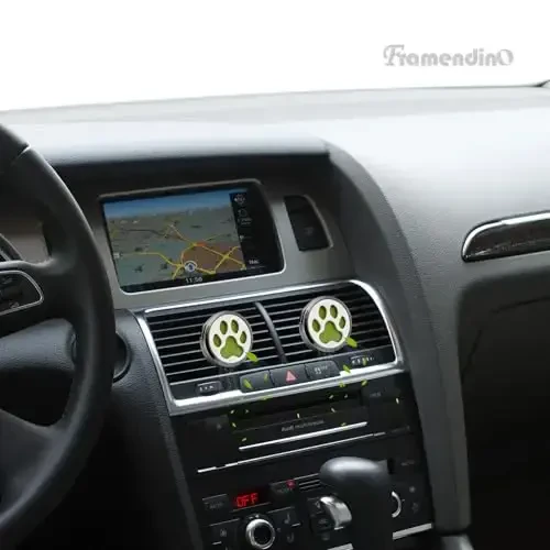 Framendino, 1 Pack Dog Paw Print Essential Car Oil Diffuser with 10 Felt Refill Pads Aromatherapy AIR Freshener Vent Clip Lockets for Men Women Gifts Black - 5