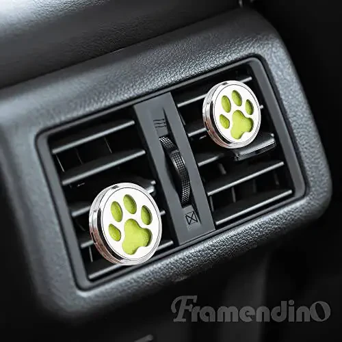 Framendino, 1 Pack Dog Paw Print Essential Oil Diffuser Aromatherapy Car Diffuser Vent Clip Stainless Steel Air Freshener Lockets for Men Women Gifts Silver - 5