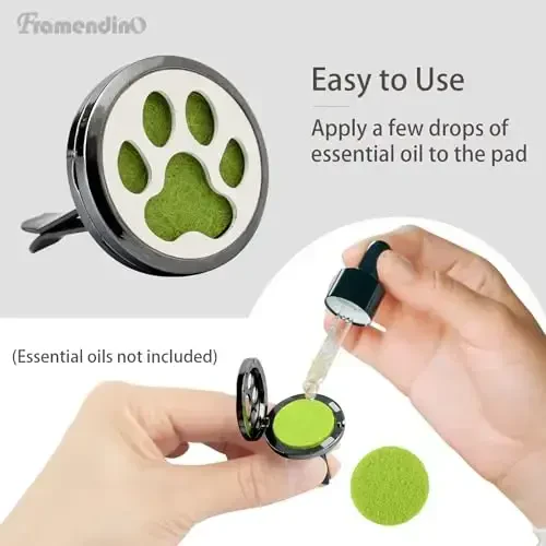 Framendino, 1 Pack It mushuk izi Essential Car Oil Diffuser 10 ta Felt Refill Pads Aromatherapy AIR Freshener Vent Clip Lockets Erkаklar ayollar uchun sovg'alar qora - 3