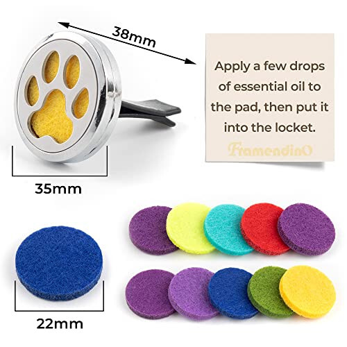 Framendino, 1 Paket It It Dog Paw Print Essential Oil Diffuser Aromaterapi Avtomobil Diffuser Vent Clip Zanglamaydigan Po'lat Havo Tozalagich Medalonlari Erkaklar Ayollar Uchun Sovg'alar Kumush - 1