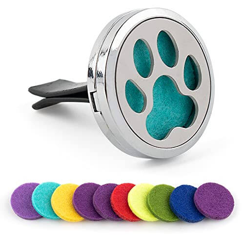 Framendino, 1 Paket It It Dog Paw Print Essential Oil Diffuser Aromaterapi Avtomobil Diffuser Vent Clip Zanglamaydigan Po'lat Havo Tozalagich Medalonlari Erkaklar Ayollar Uchun Sovg'alar Kumush - 2