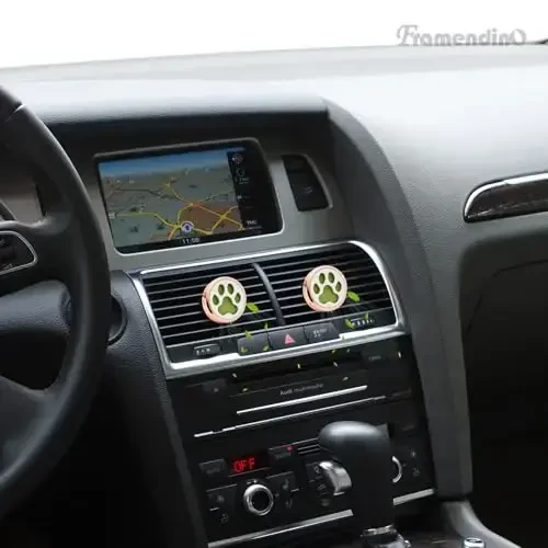 Framendino, 1 Pack Dog Paw Print Essential Car Oil Diffuser with 10 Felt Refill Pads Aromatherapy AIR Freshener Vent Clip Lockets for Men Women Gifts - 3