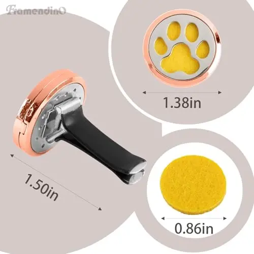 Framendino, 1 Pack Dog Paw Print Essential Car Oil Diffuser with 10 Felt Refill Pads Aromatherapy AIR Freshener Vent Clip Lockets for Men Women Gifts - 2