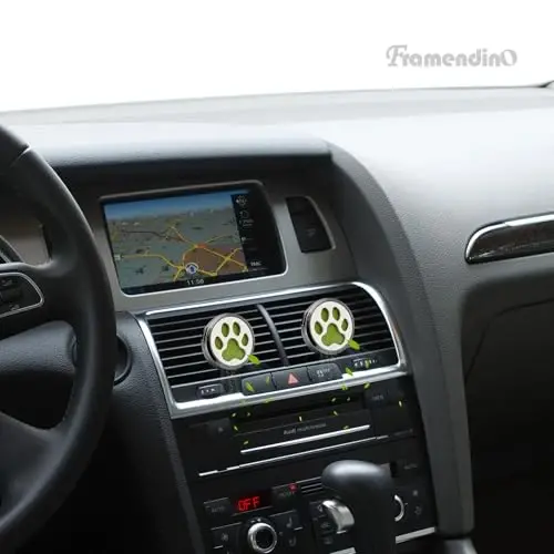 Framendino, 1 Pack Dog Paw Print Essential Car Oil Diffuser with 10 Felt Refill Pads Aromatherapy AIR Freshener Vent Clip Lockets for Men Women Gifts Black - 5