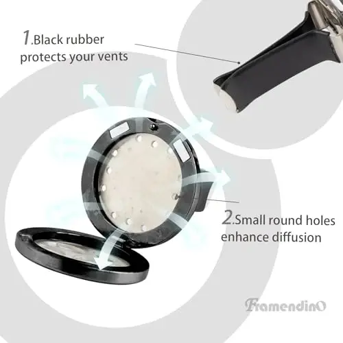 Framendino, 1 Pack Dog Paw Print Essential Car Oil Diffuser with 10 Felt Refill Pads Aromatherapy AIR Freshener Vent Clip Lockets for Men Women Gifts Black - 4