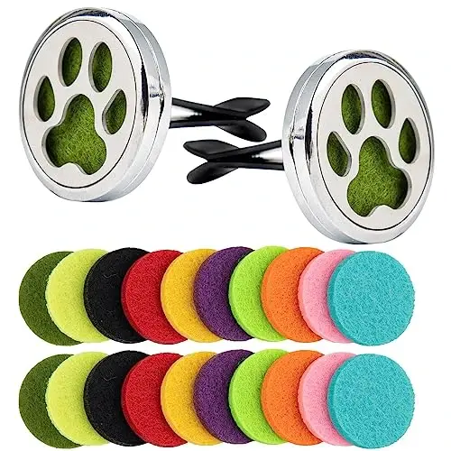 Framendino, 2 Pack Dog Paw Print Locket for Essential Oil Diffuser with 20 Felt Refill Pads - 1