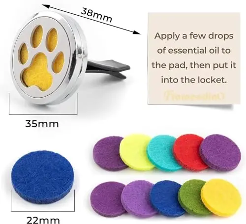 Framendino, 2 Pack Dog Paw Print Locket for Essential Oil Diffuser with 20 Felt Refill Pads - 4