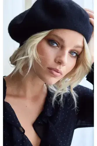 Французский Художник Австралийская Шерстяная Фетровая Берета Темно-синий-Темно-синий - 3