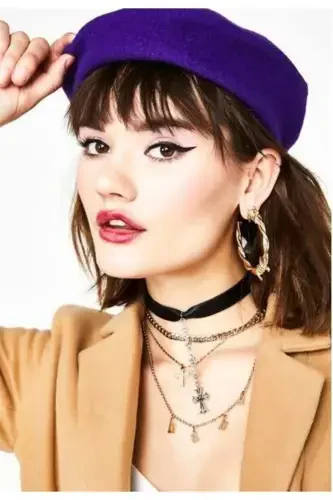 Французский художник Австралийский шерстяной фетровый берет пурпурно-пурпурный - GOLDMINE (1)