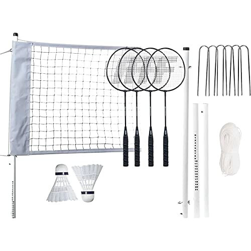 Franklin Sports Badminton Net Sets - Outdoor Backyard + Beach Badminton Net + Equipment Set - (4) Rackets + (2) Birdies + Portable Net Included - Adults + Kids Set - 1