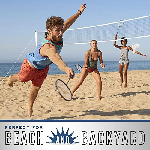 Franklin Sports Badminton Net Sets - Outdoor Backyard + Beach Badminton Net + Equipment Set - (4) Rackets + (2) Birdies + Portable Net Included - Adults + Kids Set - 2