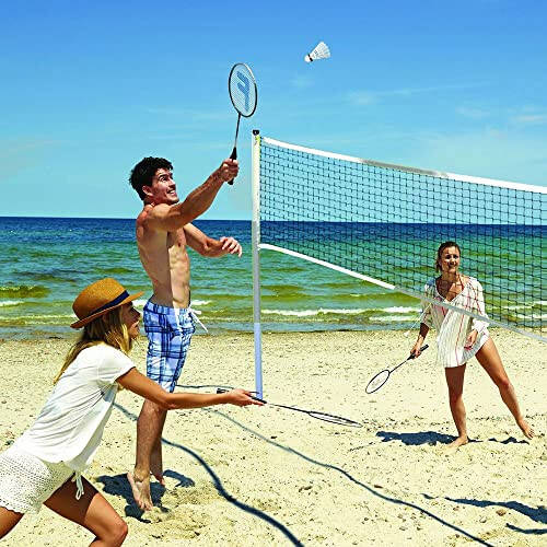 Franklin Sports Badminton Net Sets - Outdoor Backyard + Beach Badminton Net + Equipment Set - (4) Rackets + (2) Birdies + Portable Net Included - Adults + Kids Set - 4