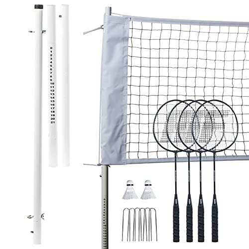 Franklin Sports Badminton Net Sets - Outdoor Backyard + Beach Badminton Net + Equipment Set - (4) Rackets + (2) Birdies + Portable Net Included - Adults + Kids Set - 4