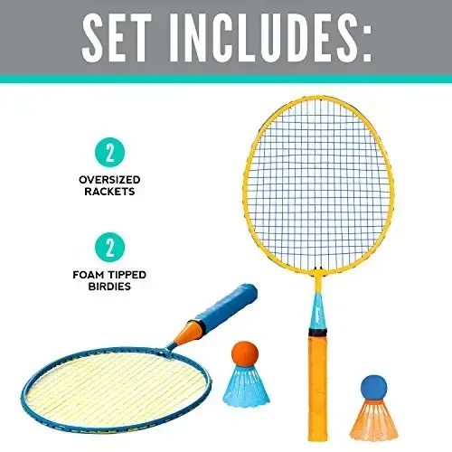 Franklin Sports Badminton Racket Set - SmasModazoneinton, Oversize - 2 Player Backyard Youth Set with Birdies for Kids - 2