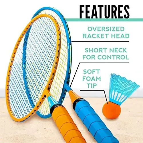Franklin Sports Badminton Racket Set - SmasModazoneinton, Oversize - 2 Player Backyard Youth Set with Birdies for Kids - 4