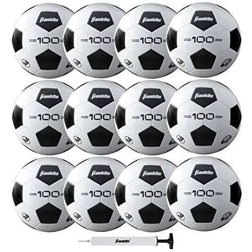 Franklin Sports Futbol Topları - Genç ve Yetişkin - 3, 4 ve 5 Boyutları - Tekli ve Toplu Paketler - Siyah Beyaz 