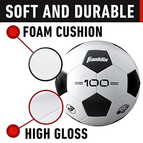 Franklin Sports Soccer Balls - Youth & Adult - Sizes 3, 4 & 5 - Single & Bulk Packs - Black & White - 2