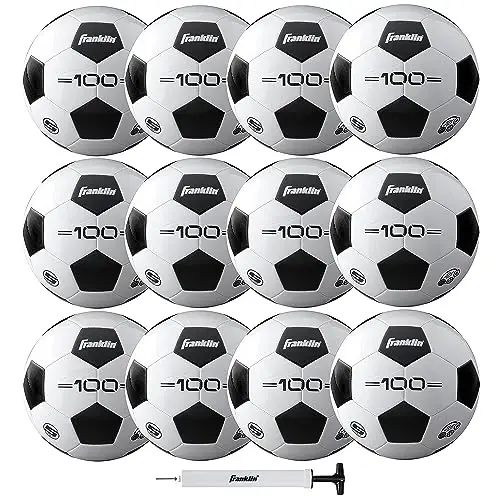 Franklin Sports Soccer Balls - Youth & Adult - Sizes 3, 4 & 5 - Single & Bulk Packs - Black & White - 1