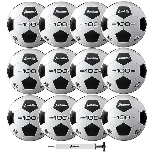 Franklin Sports Soccer Balls - Youth & Adult - Sizes 3, 4 & 5 - Single & Bulk Packs - Black & White - 1