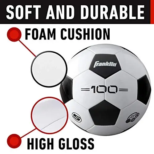 Franklin Sports futbol to'plari - Yoshlar va kattalar uchun - 3, 4 va 5 o'lchamlar - Yakkalik va ommaviy paketlar - Qora va oq - 3