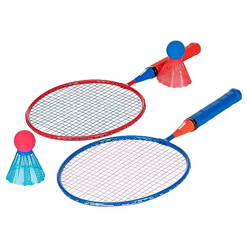 Franklin Sports Kids Jumbo Badminton Racket Set - Smashminton Kids Oversize Badminton Rackets Set - 2 Player Backyard + Beach Youth Badminton Set with Birdies + Jumbo Rackets Included - 1