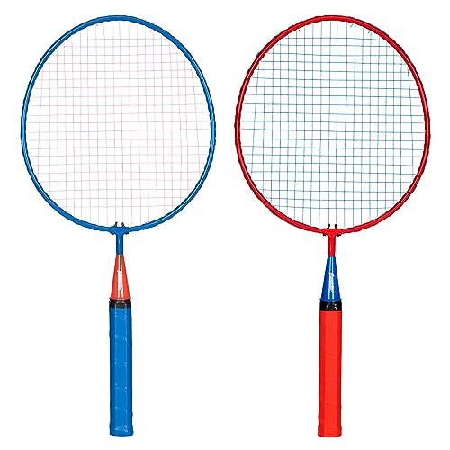 Franklin Sports Kids Jumbo Badminton Racket Set - Smashminton Kids Oversize Badminton Rackets Set - 2 Player Backyard + Beach Youth Badminton Set with Birdies + Jumbo Rackets Included - 6