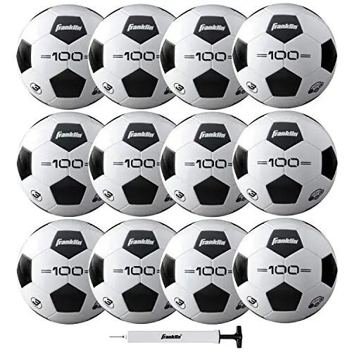 Franklin Sports Soccer Balls - Youth & Adult - Sizes 3, 4 & 5 - Single & Bulk Packs - Black & White - 1