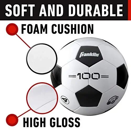 Franklin Sports Soccer Balls - Youth & Adult - Sizes 3, 4 & 5 - Single & Bulk Packs - Black & White - 3