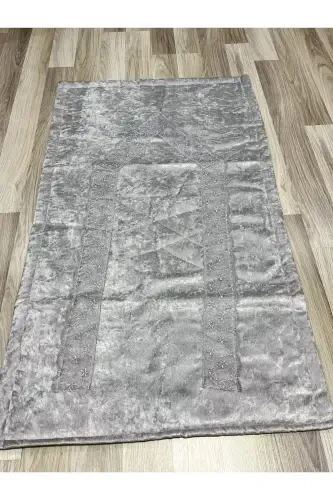 Fransız Güpür İşlemeli Kadife Çeyizlik Gelin Seti Seccadesi-GRİ - AYHANHOME (1)