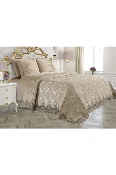 Fransız Güpürlü Çeyizlik Pike Takımı Arus Bej - Modazone (1)